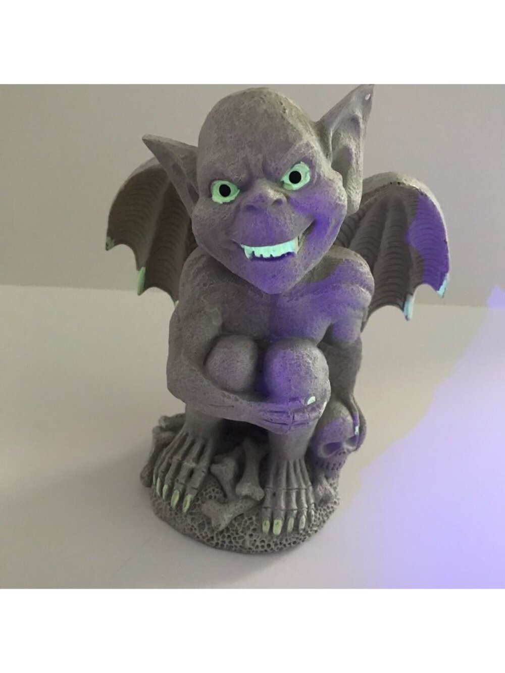Gargoyle Statue Glow in Dark Gothic Horror Halloween Decor Demon Gray Monster